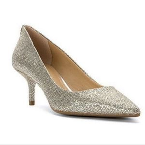Michael Michael Kors Shoes Silver Glitter Flex Pointed Toe Kitten Heel Pump 8M